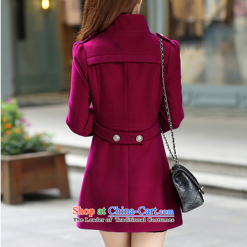 Poetry political new 2015 Women's gross? Boxed female jacket Korea Fall edition video thin large code     in the long hair? coats female wine red XXL, poetry political shopping on the Internet has been pressed.
