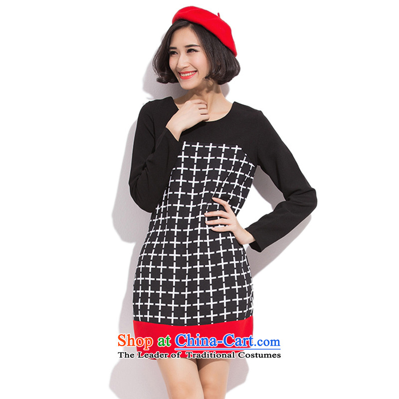 Maximum number of ladies mm thick winter 2015 to intensify the autumn and winter thick sister Han version thin long-sleeved dresses thick mm to intensify the Sau San video thin solid black skirt XXXXXL, Biao (BIAOSHANG yet) , , , shopping on the Internet