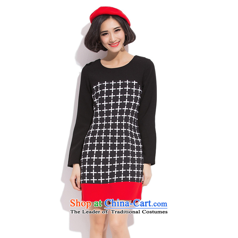Maximum number of ladies mm thick winter 2015 to intensify the autumn and winter thick sister Han version thin long-sleeved dresses thick mm to intensify the Sau San video thin solid black skirt XXXXXL, Biao (BIAOSHANG yet) , , , shopping on the Internet