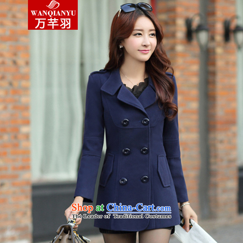 The Constitution of 2015, Yu winter clothing new Korean long thin graphics Sau San jacket, coats female MN77 gross? blue , L million Constitution Yu (wanqianyu) , , , shopping on the Internet