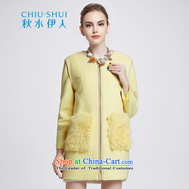 Chaplain who female stylish Korean wool stitching in long hair? jacket 644112133 Yellow160_M
