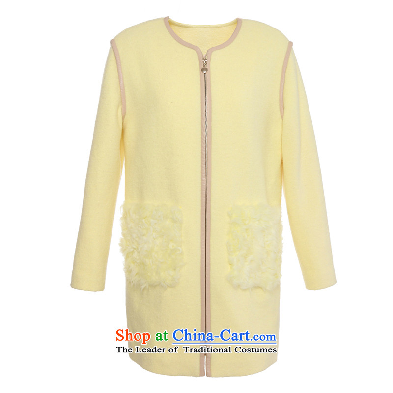 Chaplain who female stylish Korean wool stitching in long hair? jacket 644112133 yellow 160/M, chaplain who has been pressed shopping on the Internet
