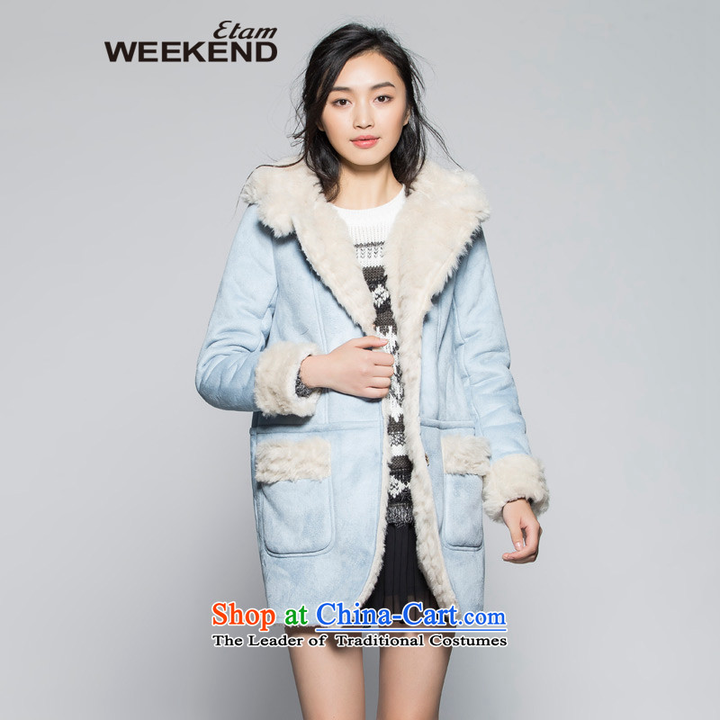 The WEEKEND in winter long Lamb Wool coat 14023416247 fluff 155_34_XS light blue