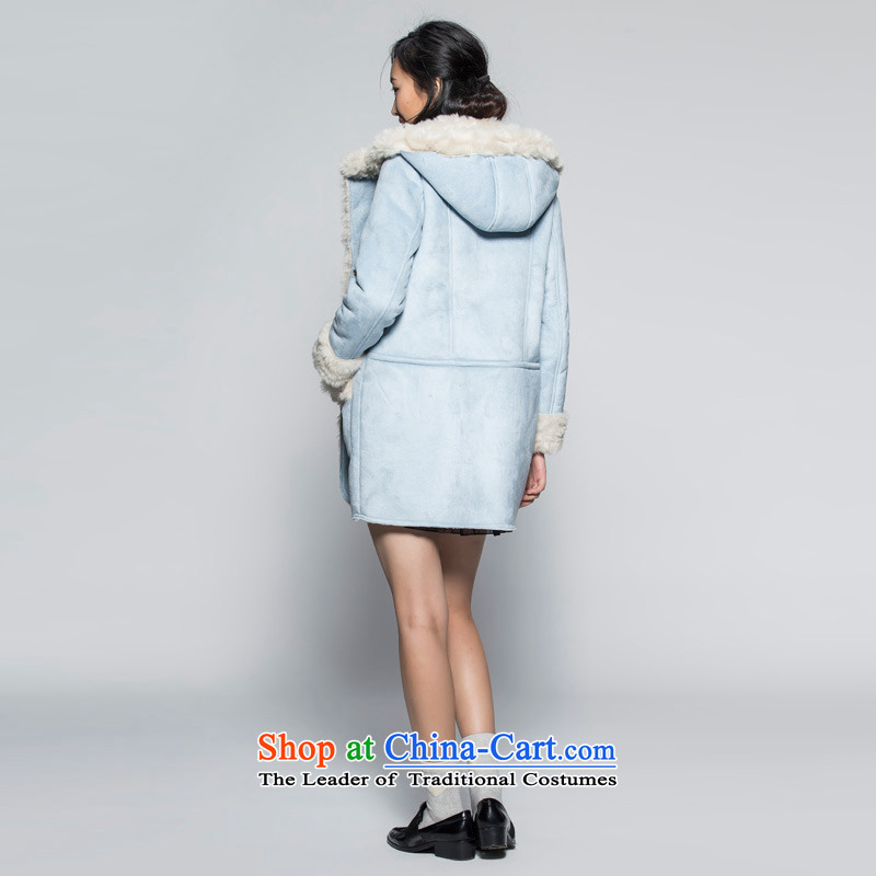 The WEEKEND in winter long Lamb Wool coat 14023416247 fluff light blue 155/34/XS, Eiger etam,,, shopping on the Internet