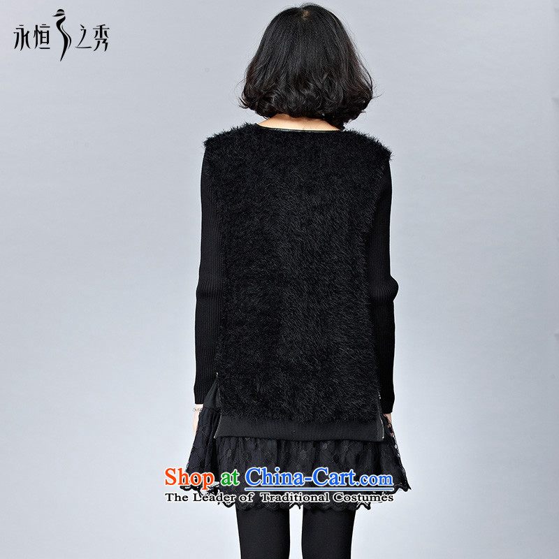 The Eternal-soo to xl women's dresses thick sister 2015 autumn and winter new product version Korea gross spell long-sleeved expertise Salah Suheimat mm thick, Hin thin solid black skirt 2XL, eternal Soo , , , shopping on the Internet