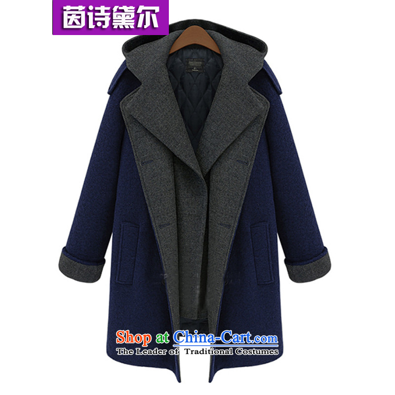 The speaker of the larger women's Gross Gross Jacket coat??? the fleece of the girl child in the long autumn and winter version of large numbers of Sau San Korea Women's jacket new 98178?3XL blue