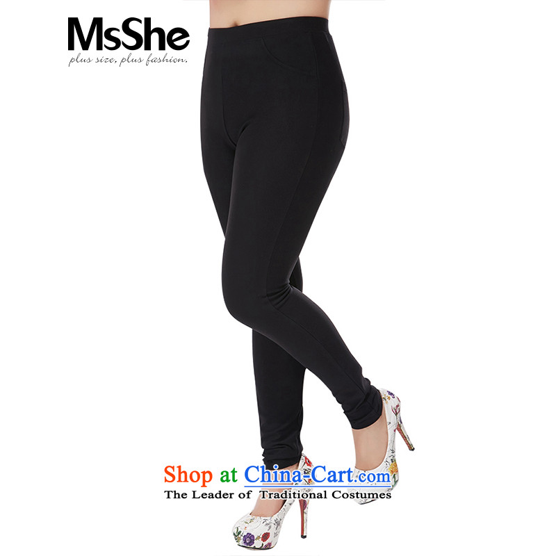 Msshe xl women 2015 new pack of Black Elastic forming the autumn trousers and skinny legs trousers 2717th graphics black?T4