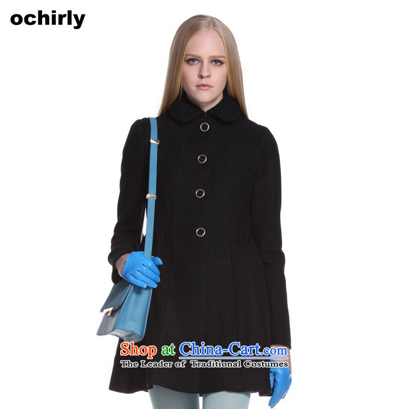 The new Europe, ochirly female winter clothing in long loose Top Loin of wool overcoats 1124342240? Black 090 S