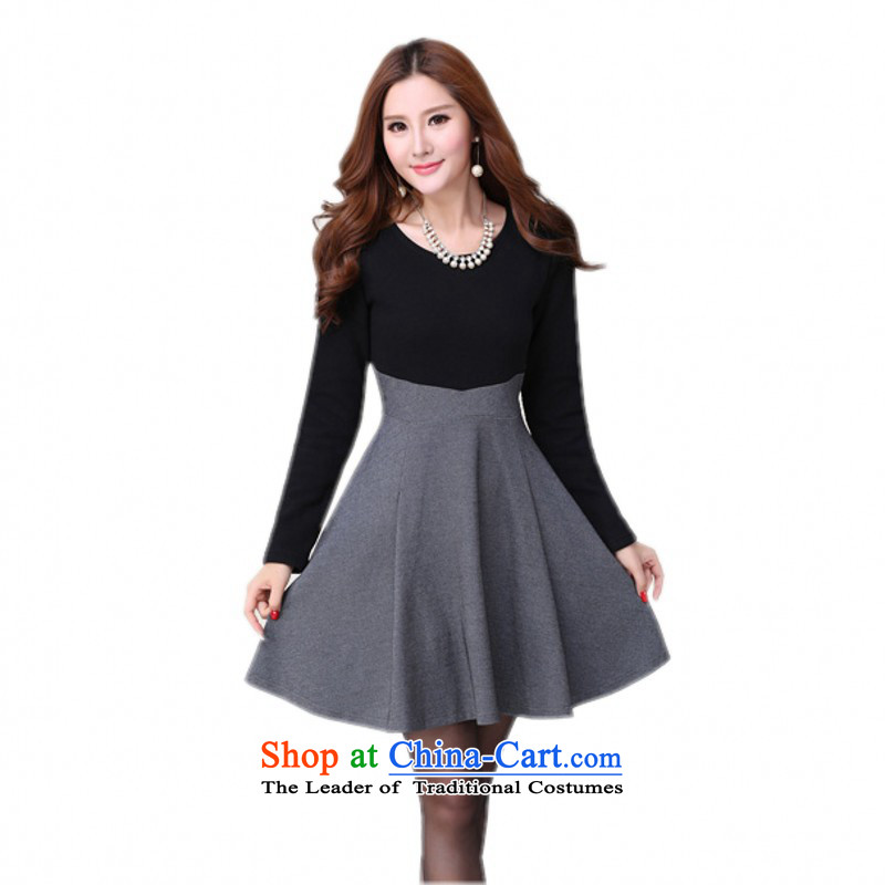 The Constitution hazel to xl stylish and simple round-neck collar spell color dresses thick mm video shop around Foutune of thin plush Thick coated apron OL black dress warm winter skirt black bodyabout 175-190 plus lint-free 5XL catty