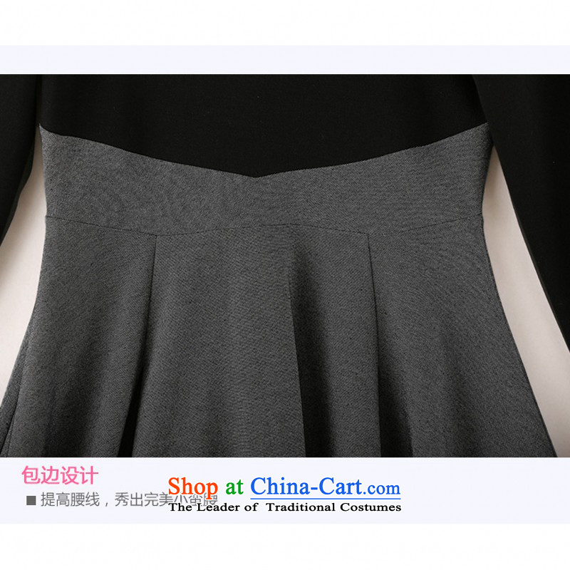 The Constitution hazel to xl stylish and simple round-neck collar spell color dresses thick mm video shop around Foutune of thin plush Thick coated apron OL black dress warm winter skirt black body plus approximately 175-190 5XL lint-free, Hazel (QIANYAZI