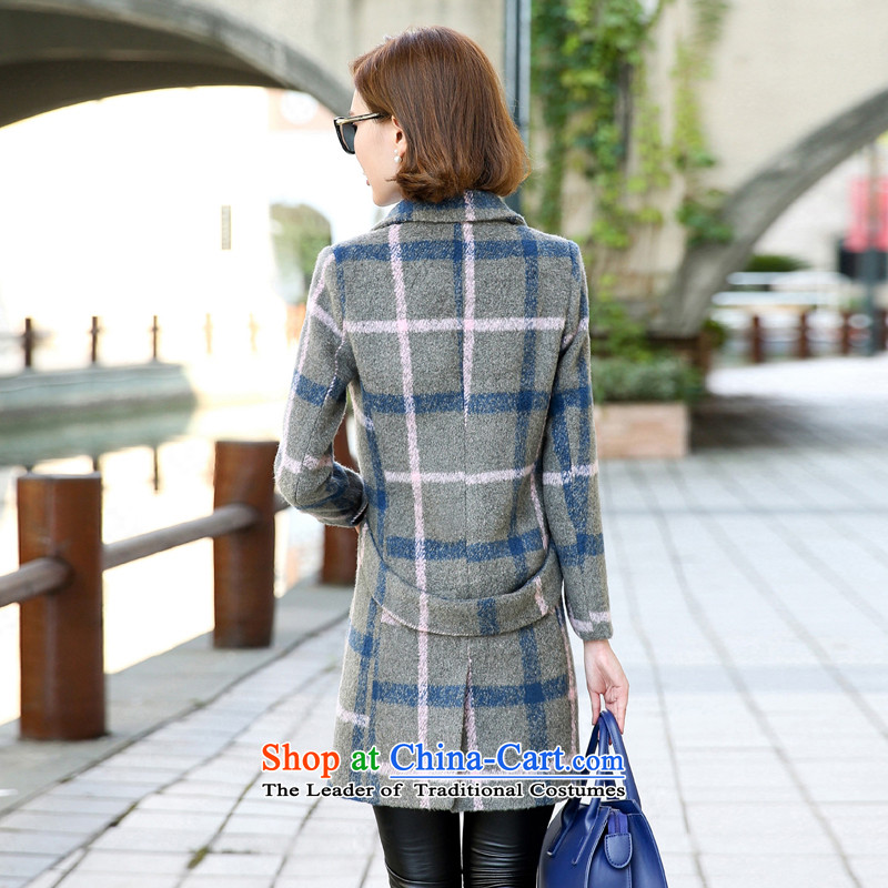  2015 Autumn and winter, the new version of the Korean female children long Sau San Mao a wool coat W8930 M(165), gray cells were SHIJING () , , , shopping on the Internet