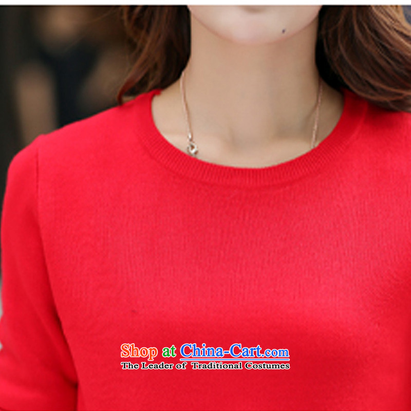 To genuine better to increase women's dress sweater? red pocket decorated skirt wear long-sleeved round-neck collar 4XL, red to better skirt shopping on the Internet has been pressed.