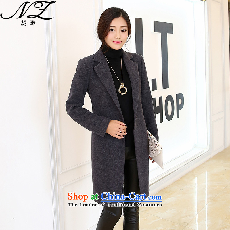 Fuser-ju 2015 autumn and winter new larger women detained a grain of thick-suit coats female jacket gross? In Long Folder cotton a wool coat black cotton plus M gel beads (NZ) , , , shopping on the Internet