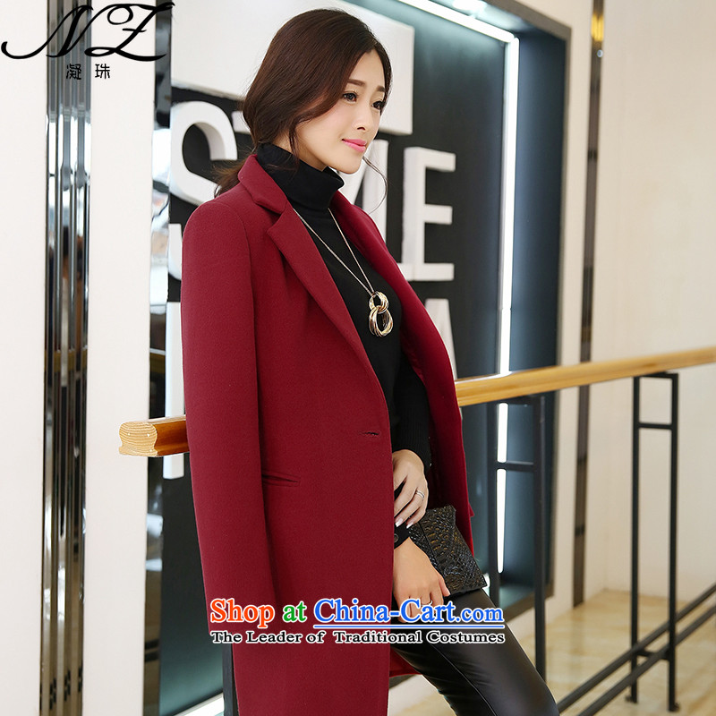 Fuser-ju 2015 autumn and winter new larger women detained a grain of thick-suit coats female jacket gross? In Long Folder cotton a wool coat black cotton plus M gel beads (NZ) , , , shopping on the Internet