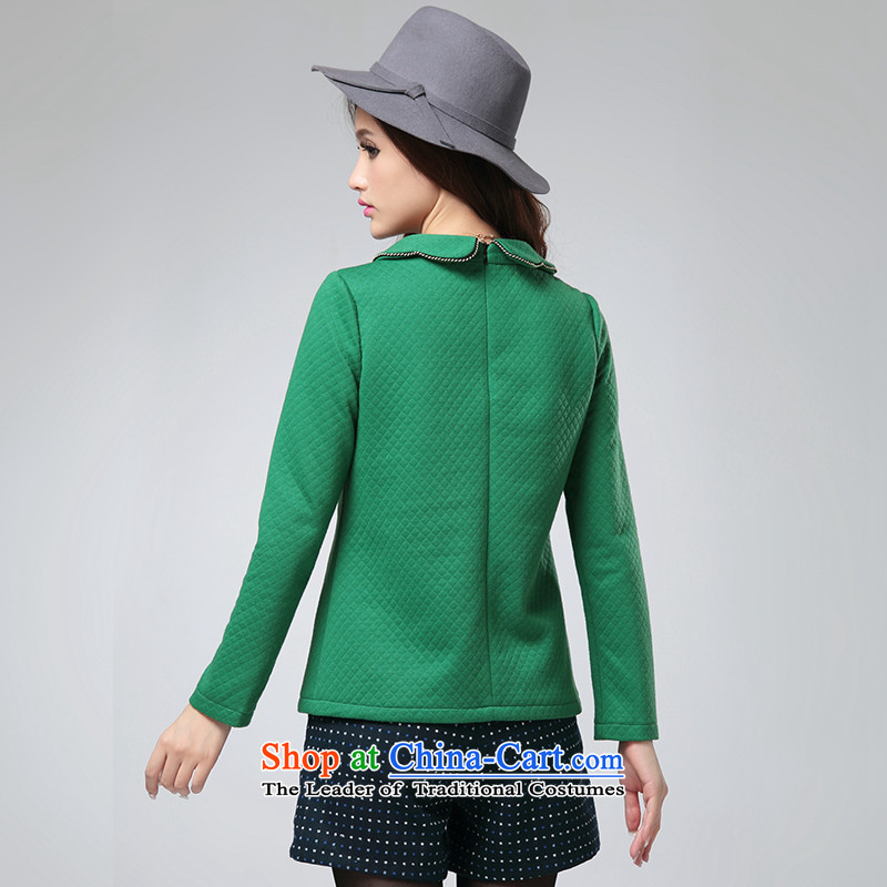 As for thick MM autumn and winter new larger female Korean lady video thin to king long-sleeved T-shirt, green , L, as provided for 2,399 (qisuo) , , , shopping on the Internet
