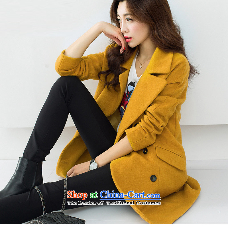  2015 Autumn and Winter, new leisure Straight female double-collar workers in long wool coat W8948 picture color? M even SHIJING () , , , shopping on the Internet
