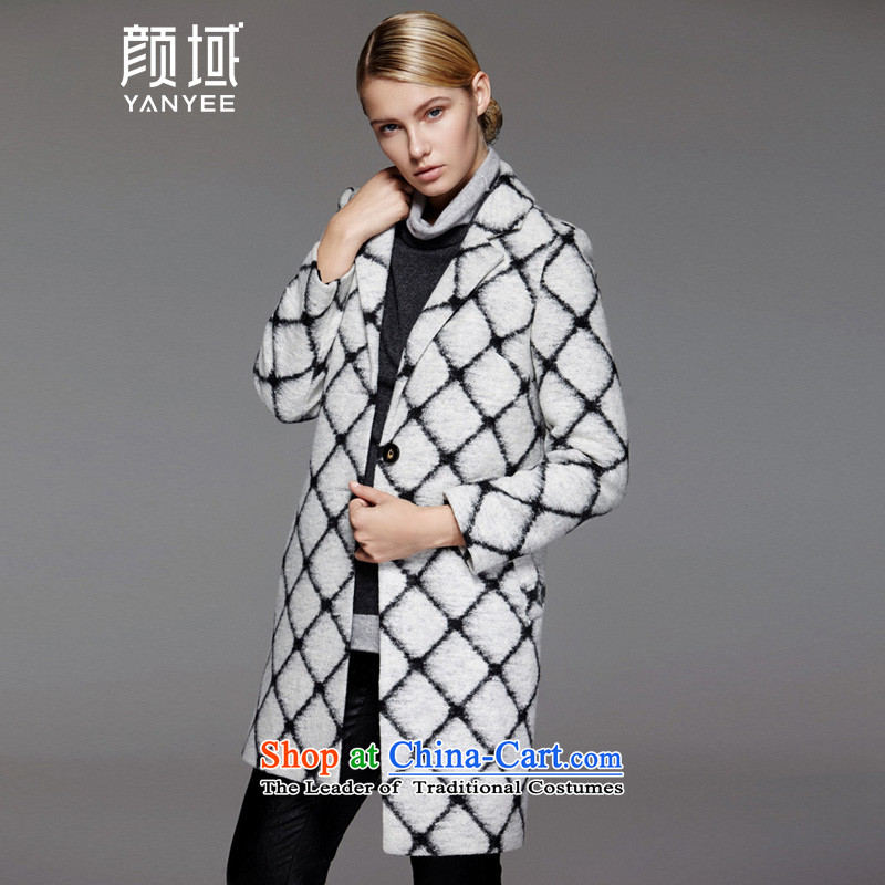 Mr NGAN domain 2015 autumn and winter black and white checkered new larger gross girls jacket? long straight lapel woolen coat 04W4685 checkered M/38, Ngan domain (YANYEE) , , , shopping on the Internet