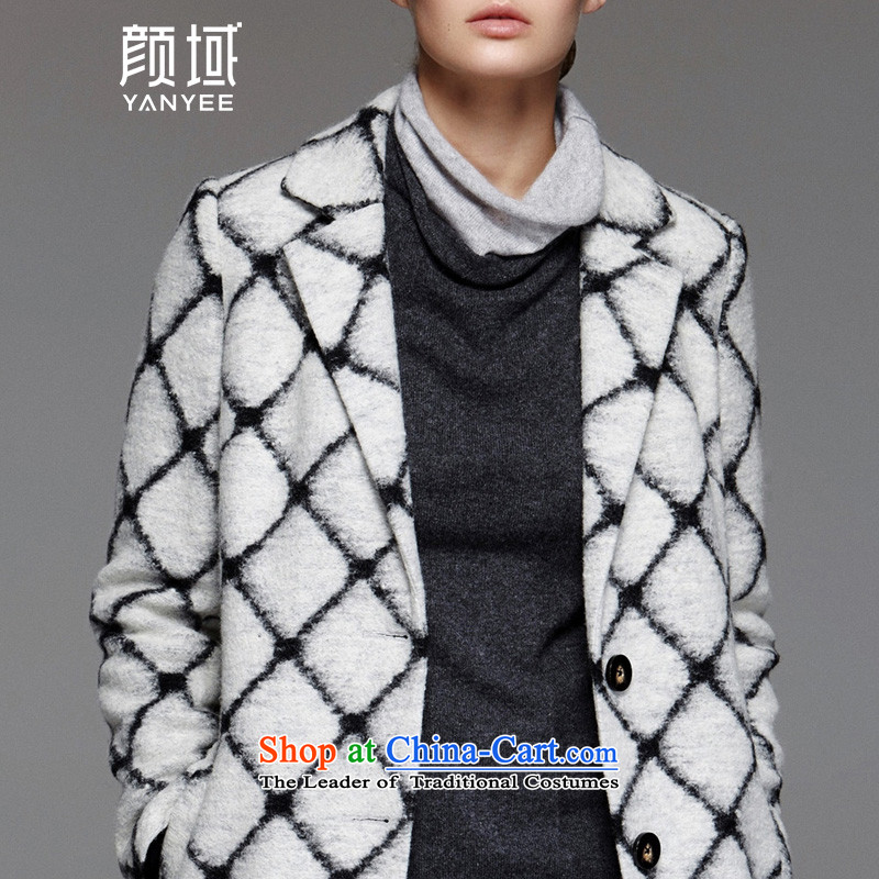Mr NGAN domain 2015 autumn and winter black and white checkered new larger gross girls jacket? long straight lapel woolen coat 04W4685 checkered M/38, Ngan domain (YANYEE) , , , shopping on the Internet