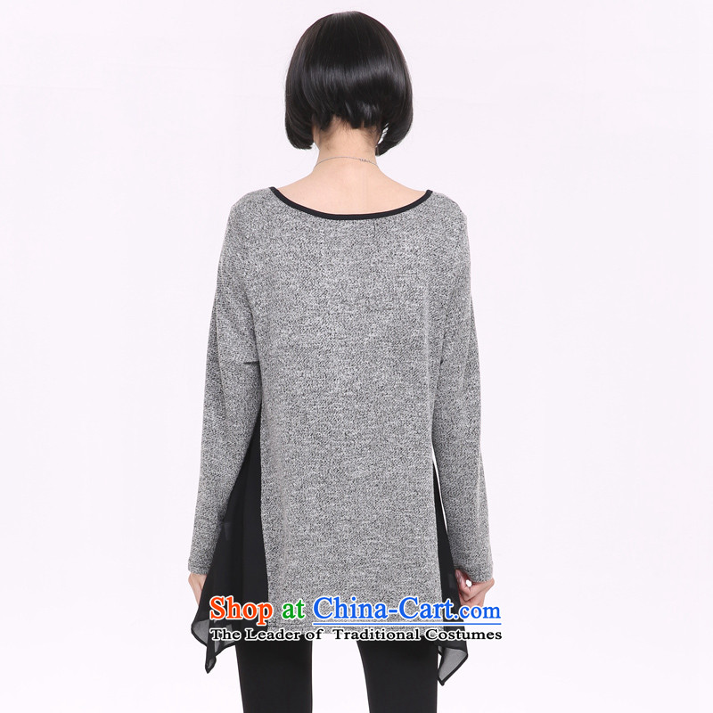 Overgrown Tomb economy honey silk spring 2015 new to increase women's code in mm long, thick Korean stitching loose cotton long-sleeved T-shirt large gray code 1319 XL 125 around 922.747, Overgrown Tomb Economy (MENTIMISI honey) , , , shopping on the Inte