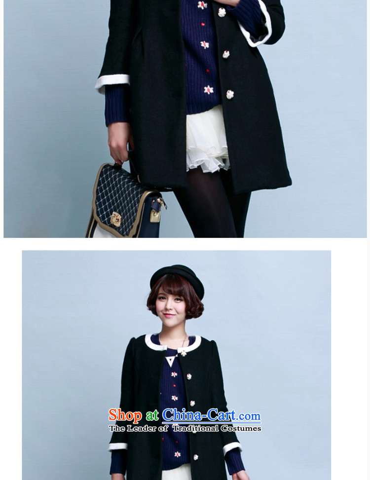 Athena Chu Jia Ni autumn and winter new Korean sweet white round-neck collar single row 5 points in long-sleeved jacket 5144-1421252 gross? black S picture, prices, brand platters! The elections are supplied in the national character of distribution, so action, buy now enjoy more preferential! As soon as possible.