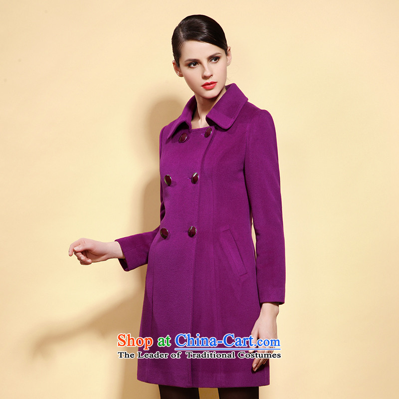 Yuen-core women 2015 winter clothing in large new long Sau San video thin double-wool overcoats female purple? XL, Yuen2 , , , shopping on the Internet