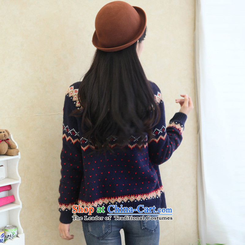 2015 Autumn and winter, large-sum female waveâ thick sister won 200 catties knitwear cardigan thick mm sweater jacket to intensify the blue 4XL( chest 115-125),HAPPY HUT,,, shopping on the Internet