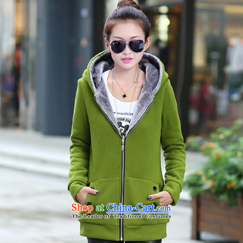 You New Kai Princess female Korean edition in lint-free long large sweater jacket female autumn and winter thick cardigan F3010 XXL, green (mariakaini Marguerite Kai you) , , , shopping on the Internet