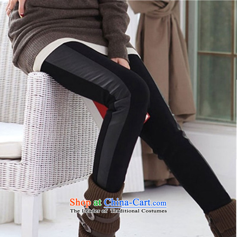 2015 Autumn and winter, large women forming the trousers spell piga lint-free video skinny legs expertise Sau San MM pencil trousers 200 catties thick mm to xl black trousersXXXL forming the recommendations 155-170 catty