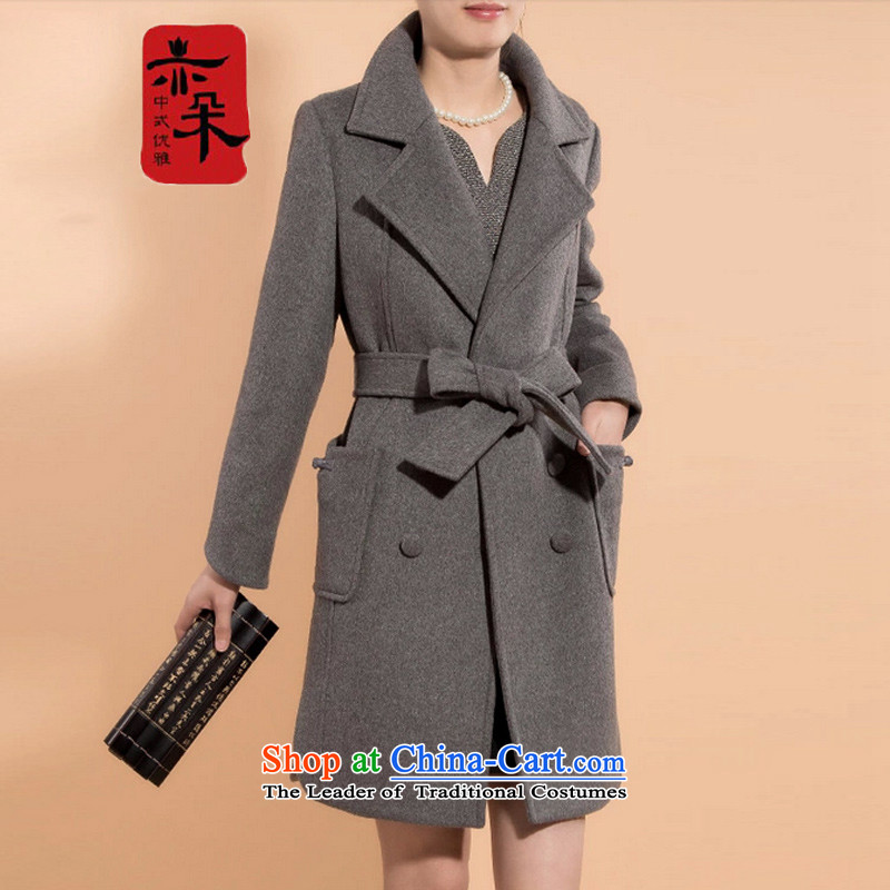 Also a NEW 2015 autumn and winter temperament thick wool coat girl in long?) double-sided woolen coat gross? coats female original design reed -Release M gray large proposed a small number, also a shopping on the Internet has been pressed.