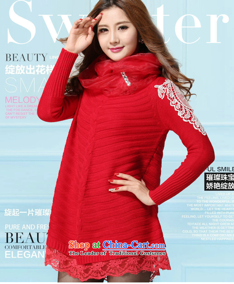 Payment on delivery to female sweater skirt spring winter clothing sweet lace decals bat long-sleeved A swing video thin skirt wear skirts thick mm knitted dress red 5XL approximately 170-200 catty picture, prices, brand platters! The elections are supplied in the national character of distribution, so action, buy now enjoy more preferential! As soon as possible.