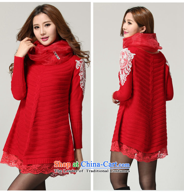 Payment on delivery to female sweater skirt spring winter clothing sweet lace decals bat long-sleeved A swing video thin skirt wear skirts thick mm knitted dress red 5XL approximately 170-200 catty picture, prices, brand platters! The elections are supplied in the national character of distribution, so action, buy now enjoy more preferential! As soon as possible.