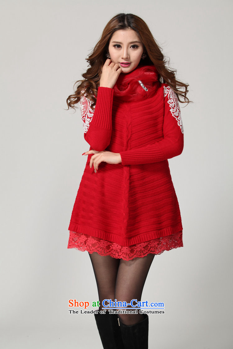 Payment on delivery to female sweater skirt spring winter clothing sweet lace decals bat long-sleeved A swing video thin skirt wear skirts thick mm knitted dress red 5XL approximately 170-200 catty picture, prices, brand platters! The elections are supplied in the national character of distribution, so action, buy now enjoy more preferential! As soon as possible.