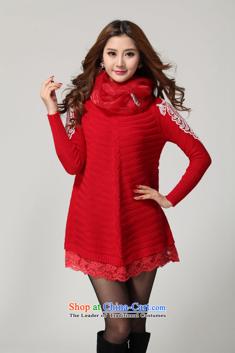 Payment on delivery to female sweater skirt spring winter clothing sweet lace decals bat long-sleeved A swing video thin skirt wear skirts thick mm knitted dress red 5XL approximately 170-200 catty picture, prices, brand platters! The elections are supplied in the national character of distribution, so action, buy now enjoy more preferential! As soon as possible.