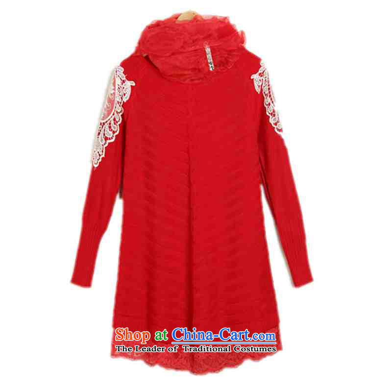 Payment on delivery to female sweater skirt spring winter clothing sweet lace decals bat long-sleeved A swing video thin skirt wear skirts thick mm knitted dress red 5XL approximately 170-200, land is of Yi , , , shopping on the Internet