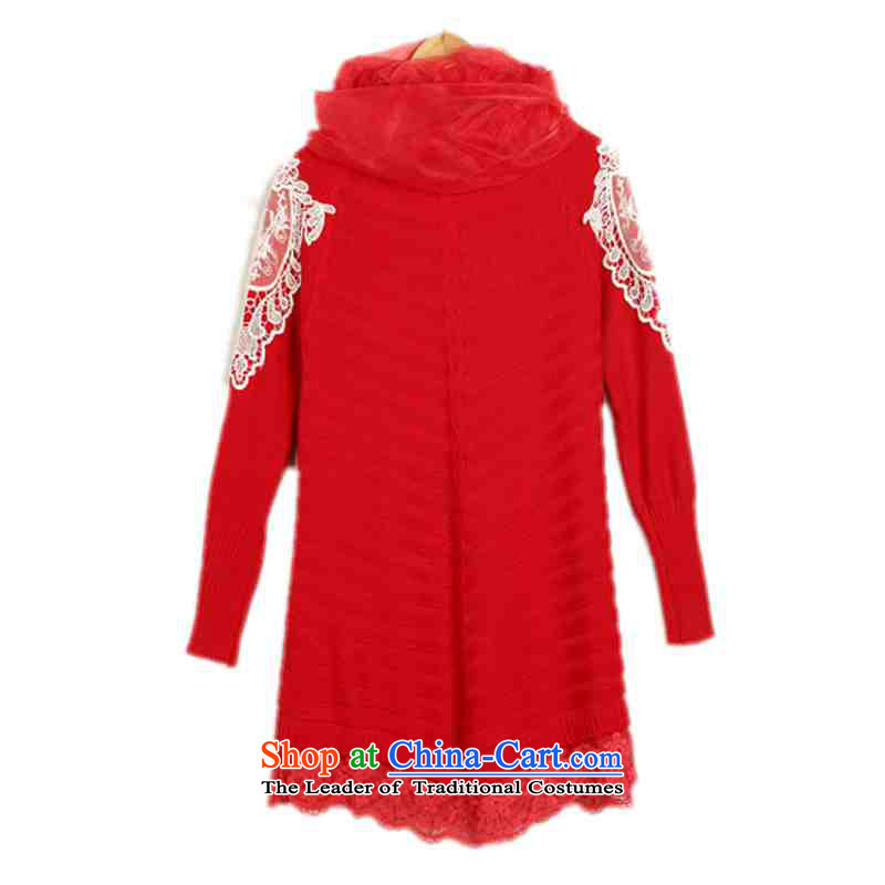Payment on delivery to female sweater skirt spring winter clothing sweet lace decals bat long-sleeved A swing video thin skirt wear skirts thick mm knitted dress red 5XL approximately 170-200, land is of Yi , , , shopping on the Internet