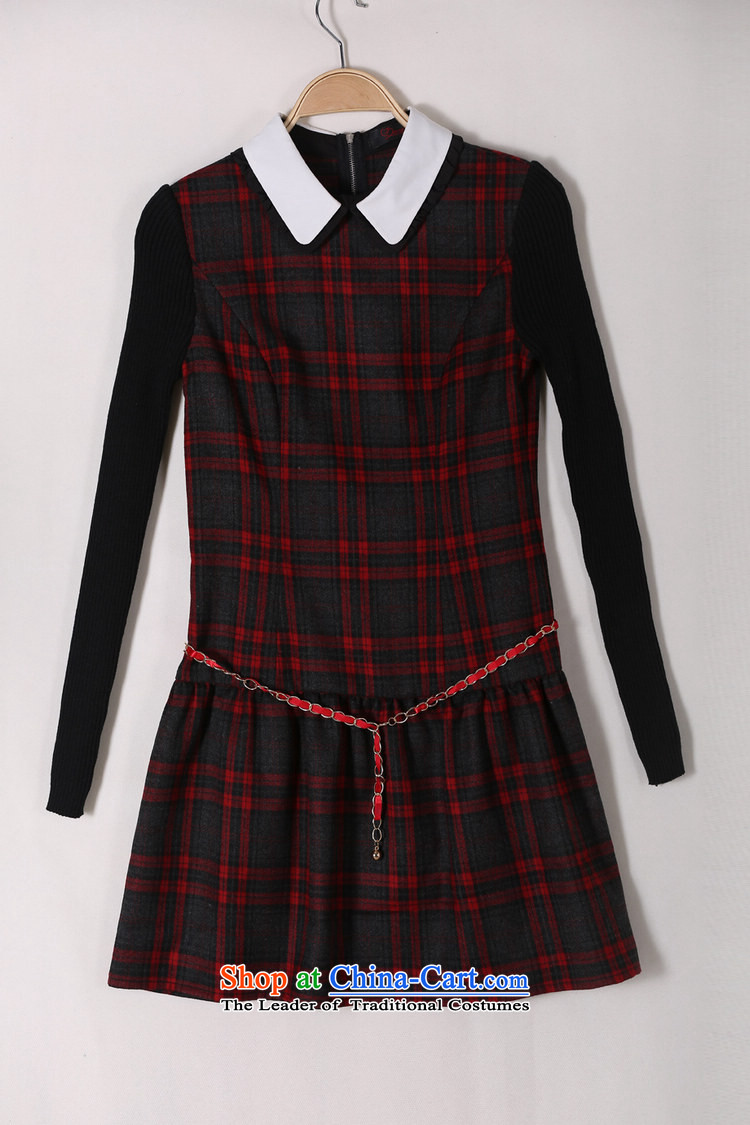 2015 The women's code hypertrophy dresses Korean OL commuter temperament lapel video thin long-sleeved short skirt wear skirts latticed Sau San lady in red and gray skirt of thick 2XL paras. 125-140 catty picture, prices, brand platters! The elections are supplied in the national character of distribution, so action, buy now enjoy more preferential! As soon as possible.