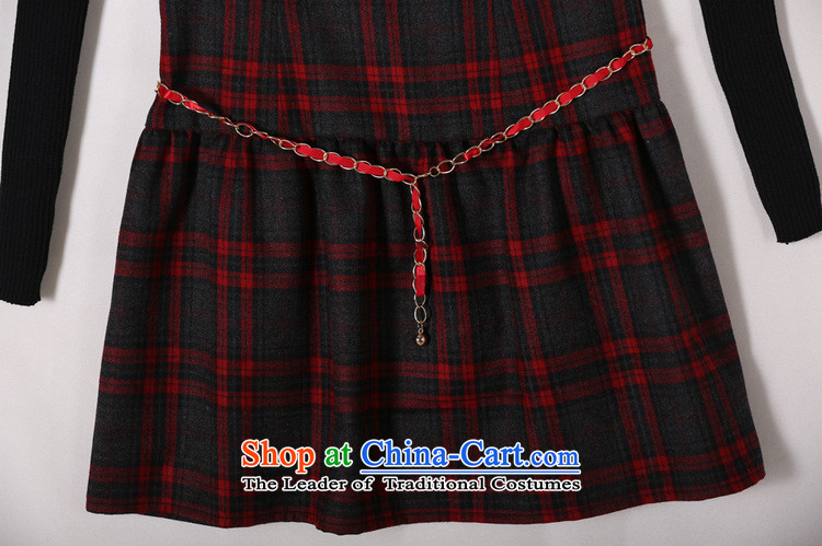 2015 The women's code hypertrophy dresses Korean OL commuter temperament lapel video thin long-sleeved short skirt wear skirts latticed Sau San lady in red and gray skirt of thick 2XL paras. 125-140 catty picture, prices, brand platters! The elections are supplied in the national character of distribution, so action, buy now enjoy more preferential! As soon as possible.