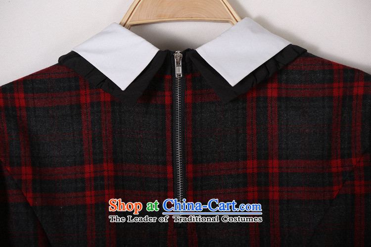 2015 The women's code hypertrophy dresses Korean OL commuter temperament lapel video thin long-sleeved short skirt wear skirts latticed Sau San lady in red and gray skirt of thick 2XL paras. 125-140 catty picture, prices, brand platters! The elections are supplied in the national character of distribution, so action, buy now enjoy more preferential! As soon as possible.