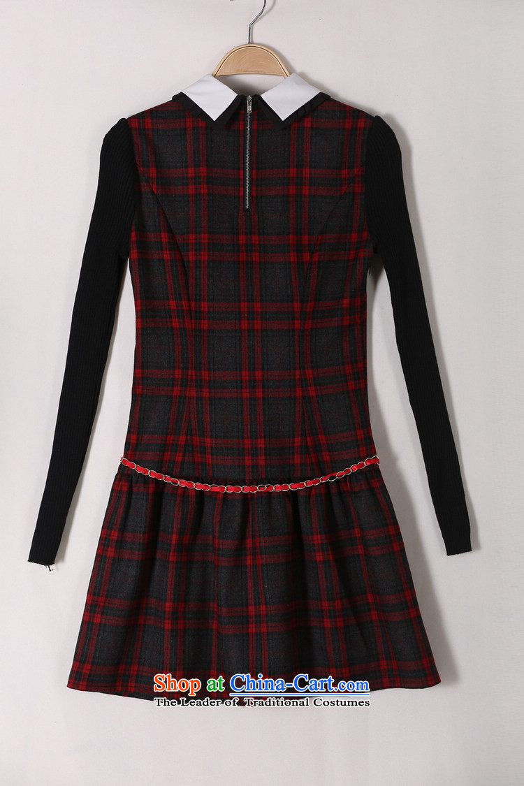 2015 The women's code hypertrophy dresses Korean OL commuter temperament lapel video thin long-sleeved short skirt wear skirts latticed Sau San lady in red and gray skirt of thick 2XL paras. 125-140 catty picture, prices, brand platters! The elections are supplied in the national character of distribution, so action, buy now enjoy more preferential! As soon as possible.