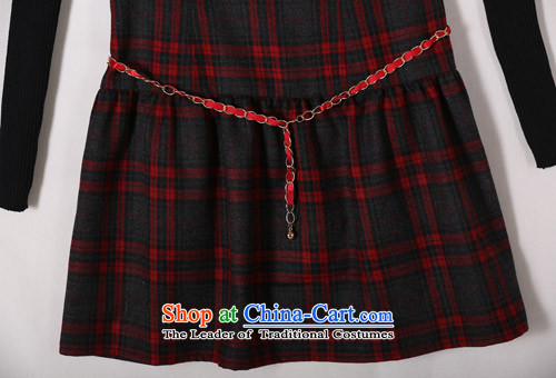 2015 The women's code hypertrophy dresses Korean OL commuter temperament lapel video thin long-sleeved short skirt wear skirts latticed Sau San lady in red and gray skirt of thick 2XL paras. 125-140 catty picture, prices, brand platters! The elections are supplied in the national character of distribution, so action, buy now enjoy more preferential! As soon as possible.