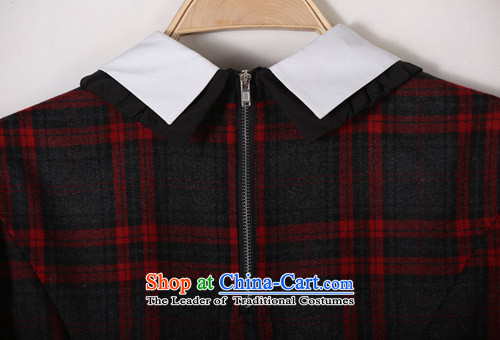 2015 The women's code hypertrophy dresses Korean OL commuter temperament lapel video thin long-sleeved short skirt wear skirts latticed Sau San lady in red and gray skirt of thick 2XL paras. 125-140 catty picture, prices, brand platters! The elections are supplied in the national character of distribution, so action, buy now enjoy more preferential! As soon as possible.