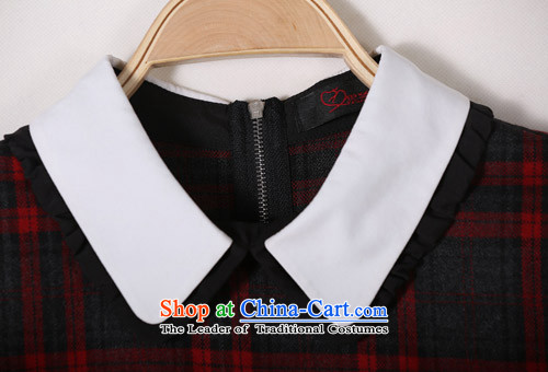 2015 The women's code hypertrophy dresses Korean OL commuter temperament lapel video thin long-sleeved short skirt wear skirts latticed Sau San lady in red and gray skirt of thick 2XL paras. 125-140 catty picture, prices, brand platters! The elections are supplied in the national character of distribution, so action, buy now enjoy more preferential! As soon as possible.