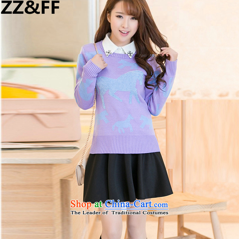2015 Fall_Winter Collections Zz_ff new to increase women's code thick MM loose video thin knitwear sweater female 200 catties a light purple XXXL_ recommendations 165-200 catty_