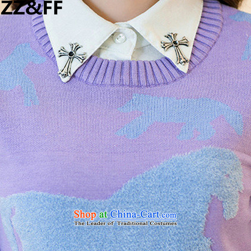 2015 Fall/Winter Collections Zz&ff new to increase women's code thick MM loose video thin knitwear sweater female 200 catties a light purple XXXL( recommendations 165-200 catty ),ZZ&FF,,, shopping on the Internet