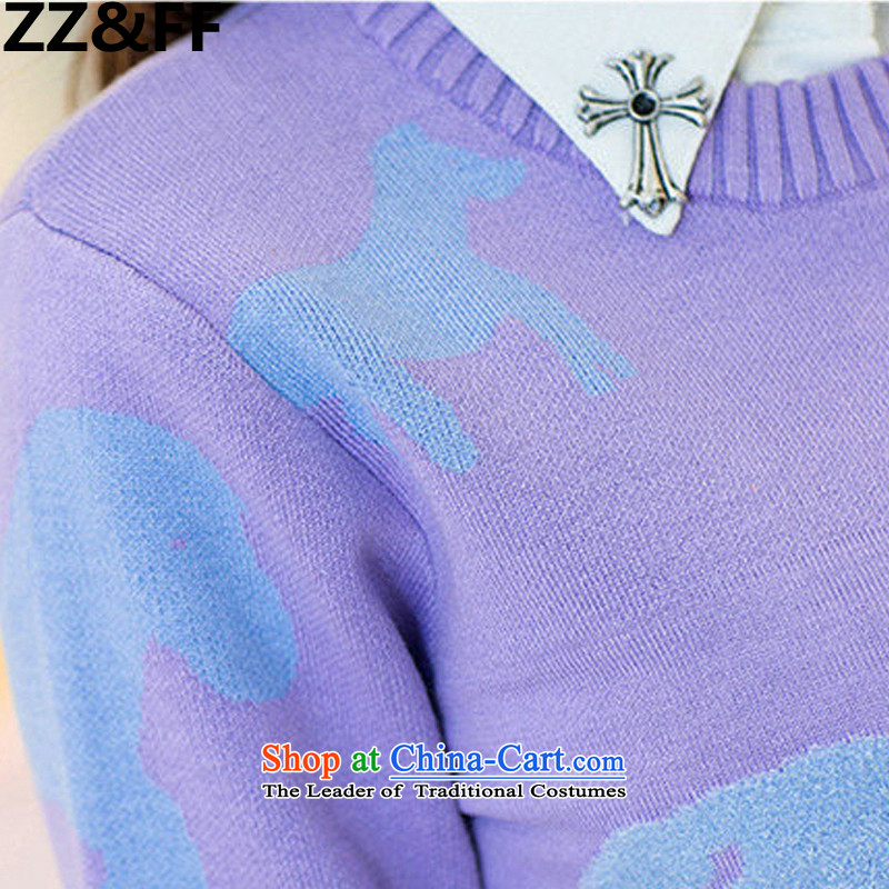 2015 Fall/Winter Collections Zz&ff new to increase women's code thick MM loose video thin knitwear sweater female 200 catties a light purple XXXL( recommendations 165-200 catty ),ZZ&FF,,, shopping on the Internet
