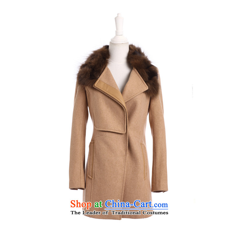 3 Color luxury fox gross solid color sleek and elegant minimalist Western Wind ground light coffee M_160_84a Coats