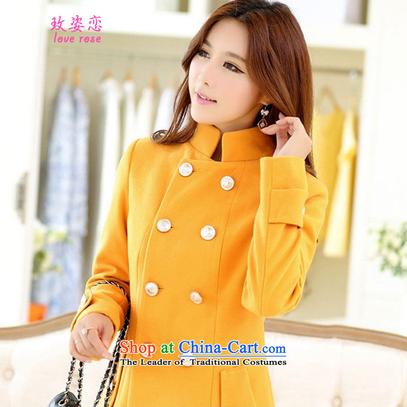 In 2014 Winter Land standing on a new Korean female jacket? gross edition fall/winter collections in the jacket long hair?) cotton waffle warm lapel larger gross coats female yellow L? Better land Gigi Lai , , , shopping on the Internet