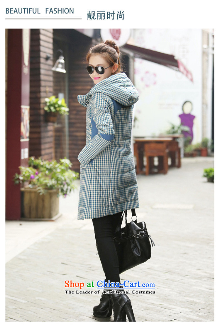 El-ju Yee Nga 2015 winter new stylish Korean version of large numbers of ladies to intensify the thick latticed thick cotton coat YJ99085 MM grid XXXXL Navy Blue Photo, prices, brand platters! The elections are supplied in the national character of distribution, so action, buy now enjoy more preferential! As soon as possible.
