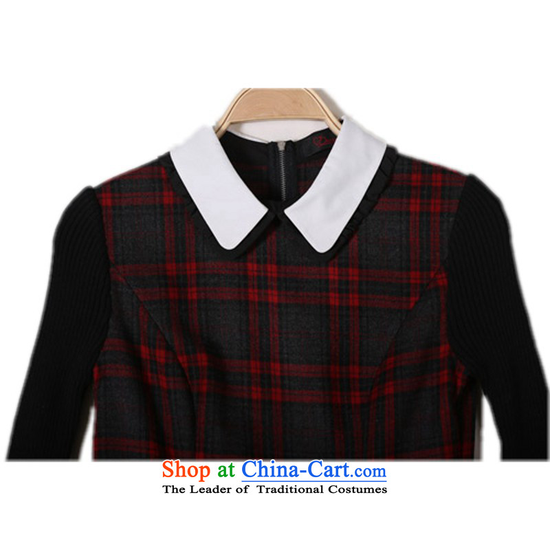C.o.d. Package Mail thick Mei large stylish classic skirt in Red and Gray Tartan Korean lapel OL skirt the lint-free version thick solid long-sleeved thin red and gray colors of skirt around 185-200 6XL thick, land is of Yi , , , shopping on the Internet