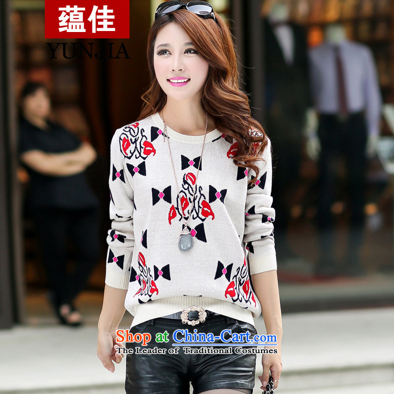 To better fit the autumn and winter 2015 thick to increase women's code of a Bow Tie thin graphics loose stamp knitting garments, knitwear, forming the long-sleeved yellow 3XL M code, to better shopping on the Internet has been pressed.